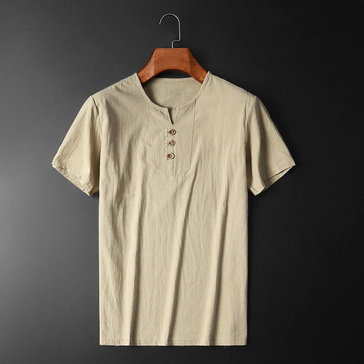 Sommer-T-Shirt aus Baumwoll-Leinen-Mischung für Männer – leicht, atmungsaktiv und stilvoll für warme Tage