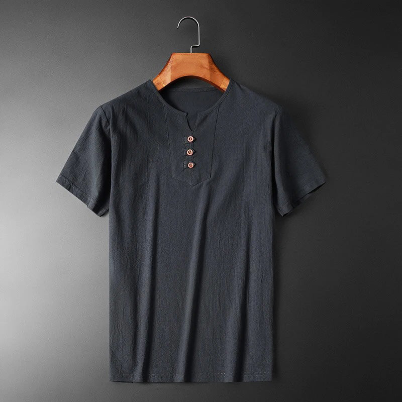 Sommer-T-Shirt aus Baumwoll-Leinen-Mischung für Männer – leicht, atmungsaktiv und stilvoll für warme Tage