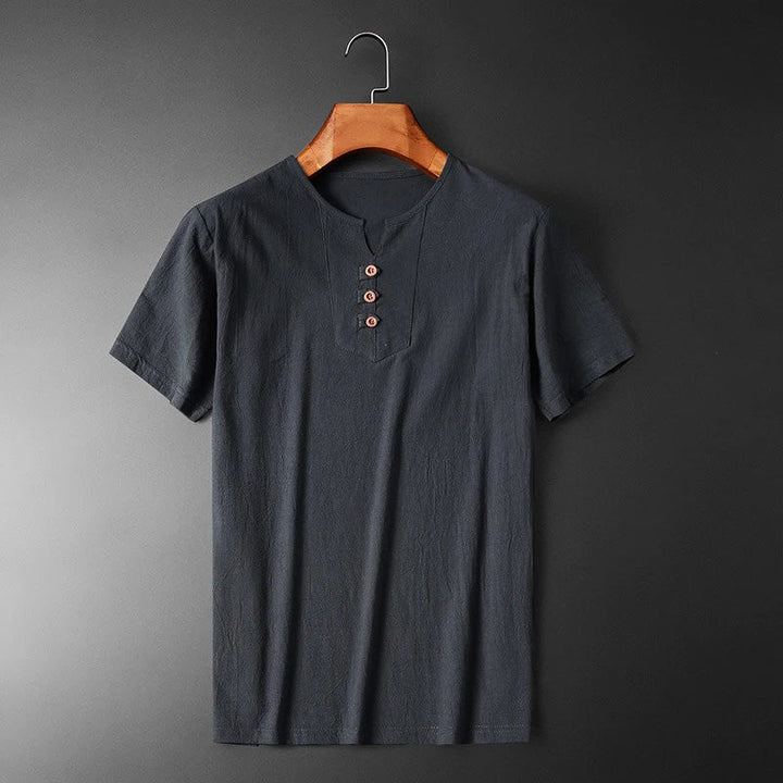 Sommer-T-Shirt aus Baumwoll-Leinen-Mischung für Männer – leicht, atmungsaktiv und stilvoll für warme Tage
