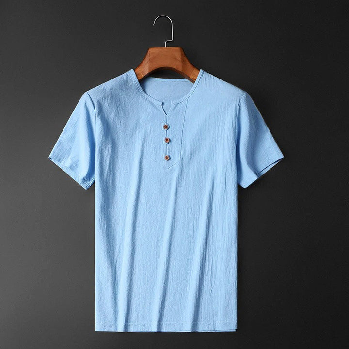 Sommer-T-Shirt aus Baumwoll-Leinen-Mischung für Männer – leicht, atmungsaktiv und stilvoll für warme Tage
