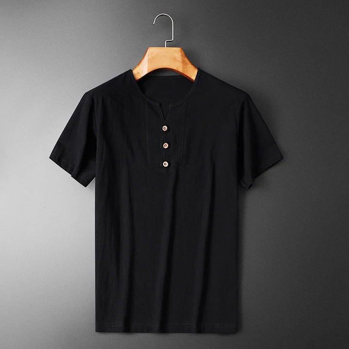 Sommer-T-Shirt aus Baumwoll-Leinen-Mischung für Männer – leicht, atmungsaktiv und stilvoll für warme Tage