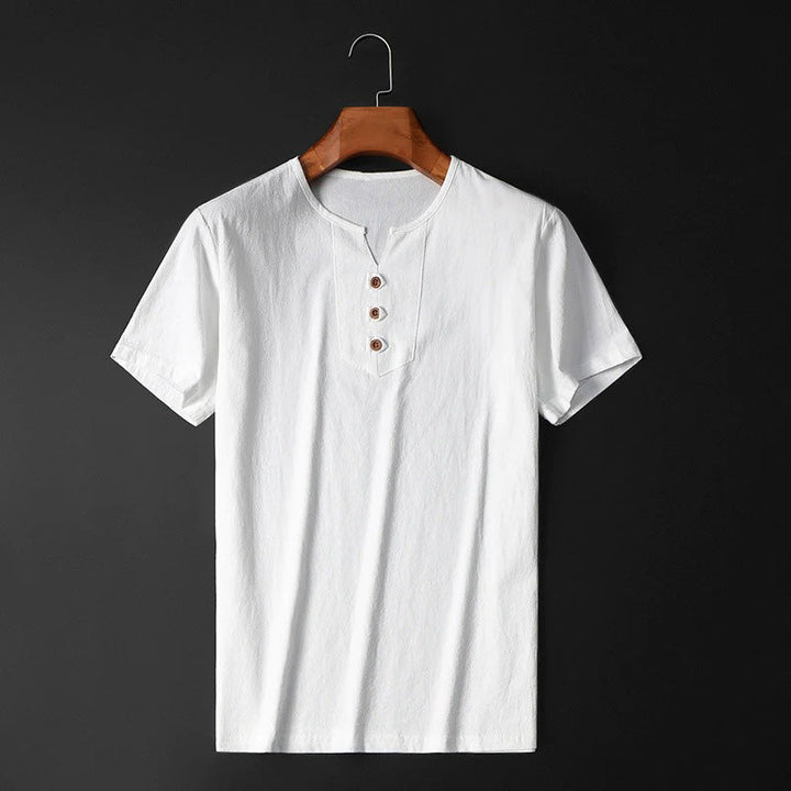 Sommer-T-Shirt aus Baumwoll-Leinen-Mischung für Männer – leicht, atmungsaktiv und stilvoll für warme Tage