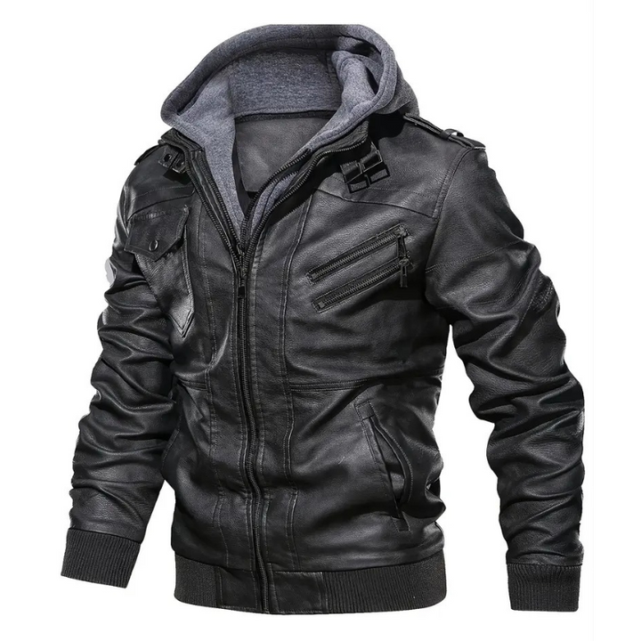 Elegante Lederjacke mit Kapuze für Männer - Gregorios