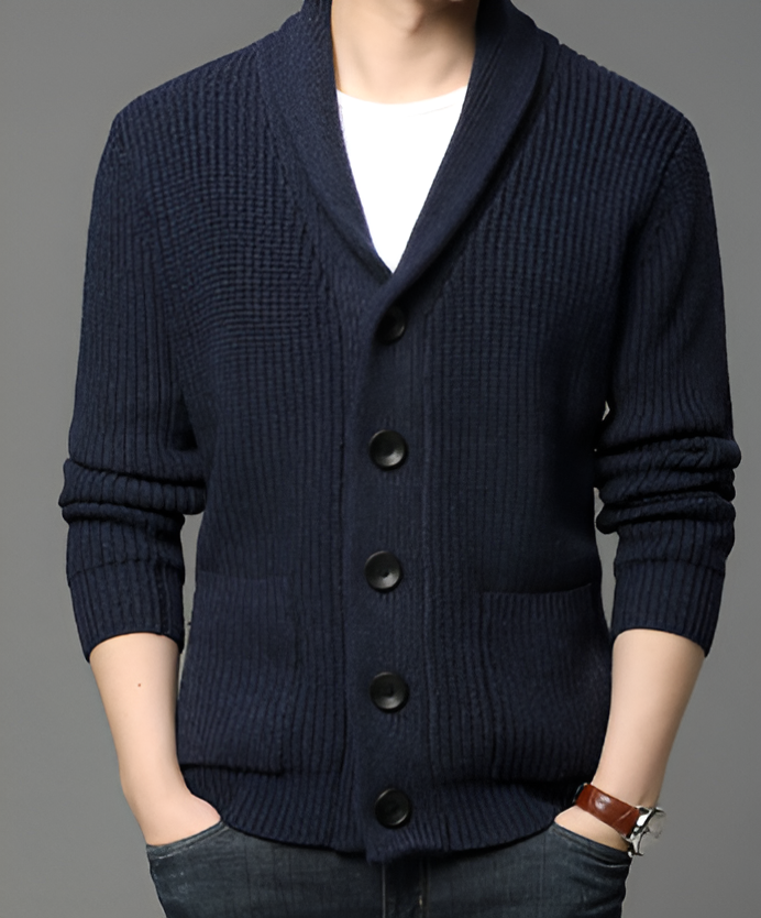 Elegante Strickjacke für Männer, perfekt für kühlere Tage und vielseitige Anlässe.