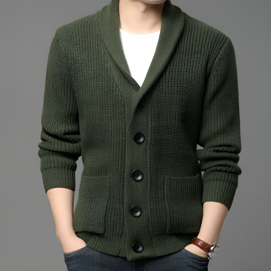 Elegante Strickjacke für Männer, perfekt für kühlere Tage und vielseitige Anlässe.