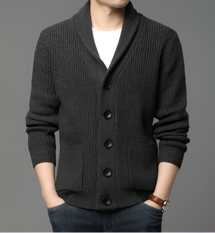 Elegante Strickjacke für Männer, perfekt für kühlere Tage und vielseitige Anlässe.