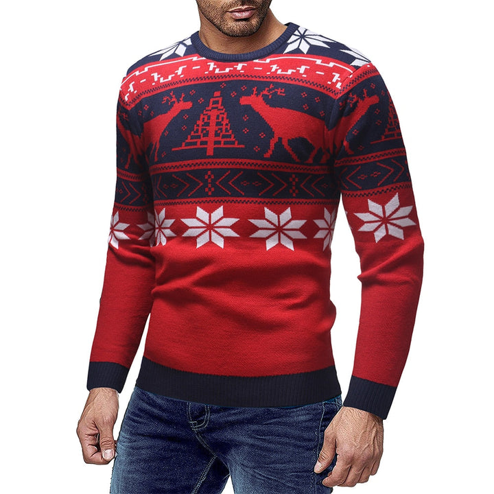 Stilvoller Herrenpullover mit dezentem weihnachtlichem Design, perfekt für festliche Anlässe.
