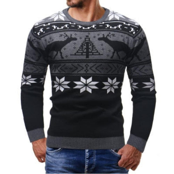 Stilvoller Herrenpullover mit dezentem weihnachtlichem Design, perfekt für festliche Anlässe.