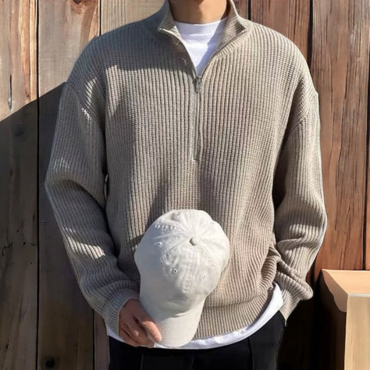 Eleganter Herrenpullover mit Reißverschlussdetail, warm und stilvoll für jede Gelegenheit