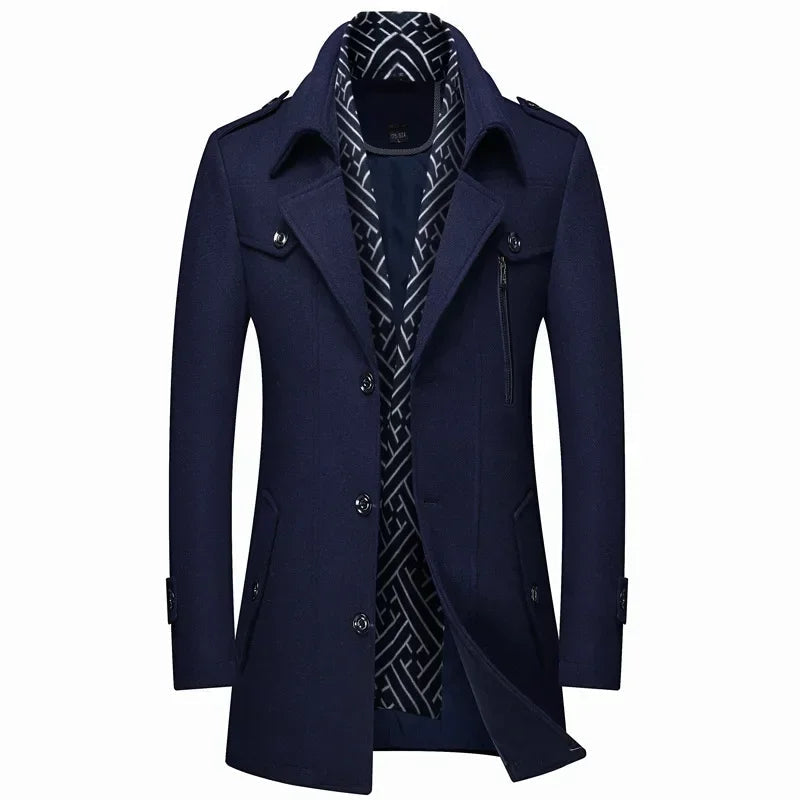 Eleganter und warmer Wintermantel für Herren mit klassischem Design und hochwertiger Verarbeitung.