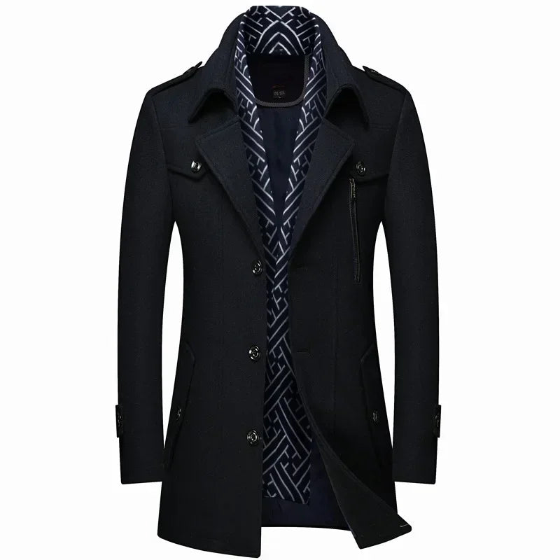 Eleganter und warmer Wintermantel für Herren mit klassischem Design und hochwertiger Verarbeitung.