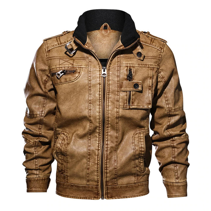 Stylische Lederjacke für Männer, zeitlos und vielseitig für elegante Looks.