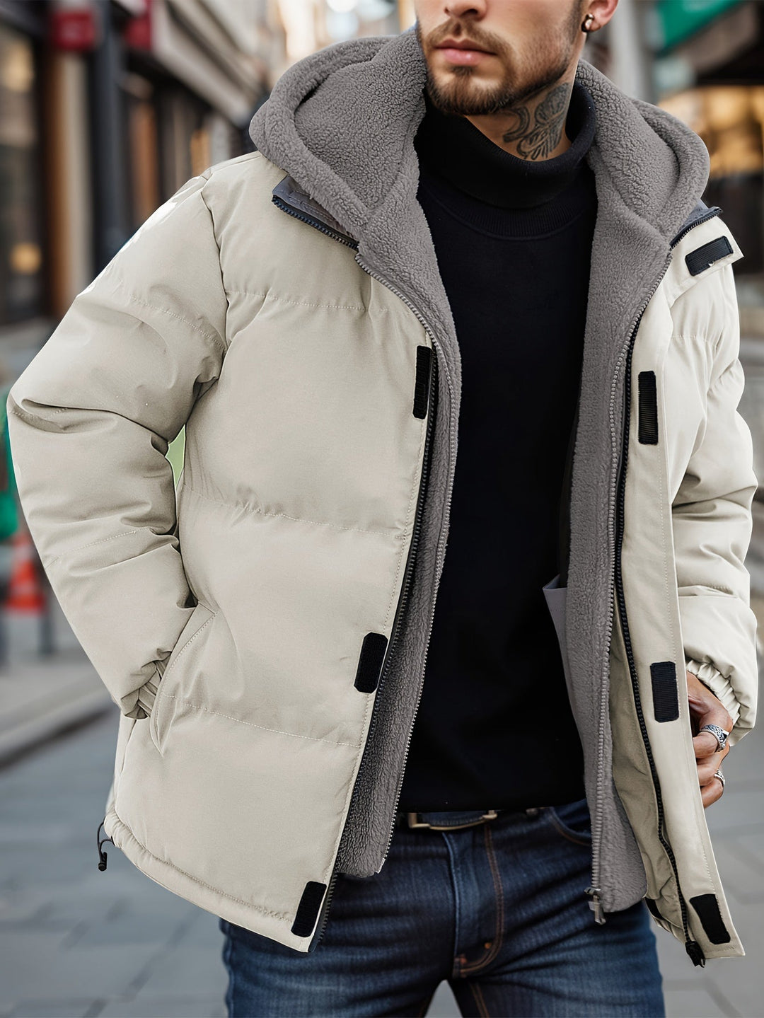 Trendige Plüsch-Winterjacke für Männer, warm und stylish für den Winter