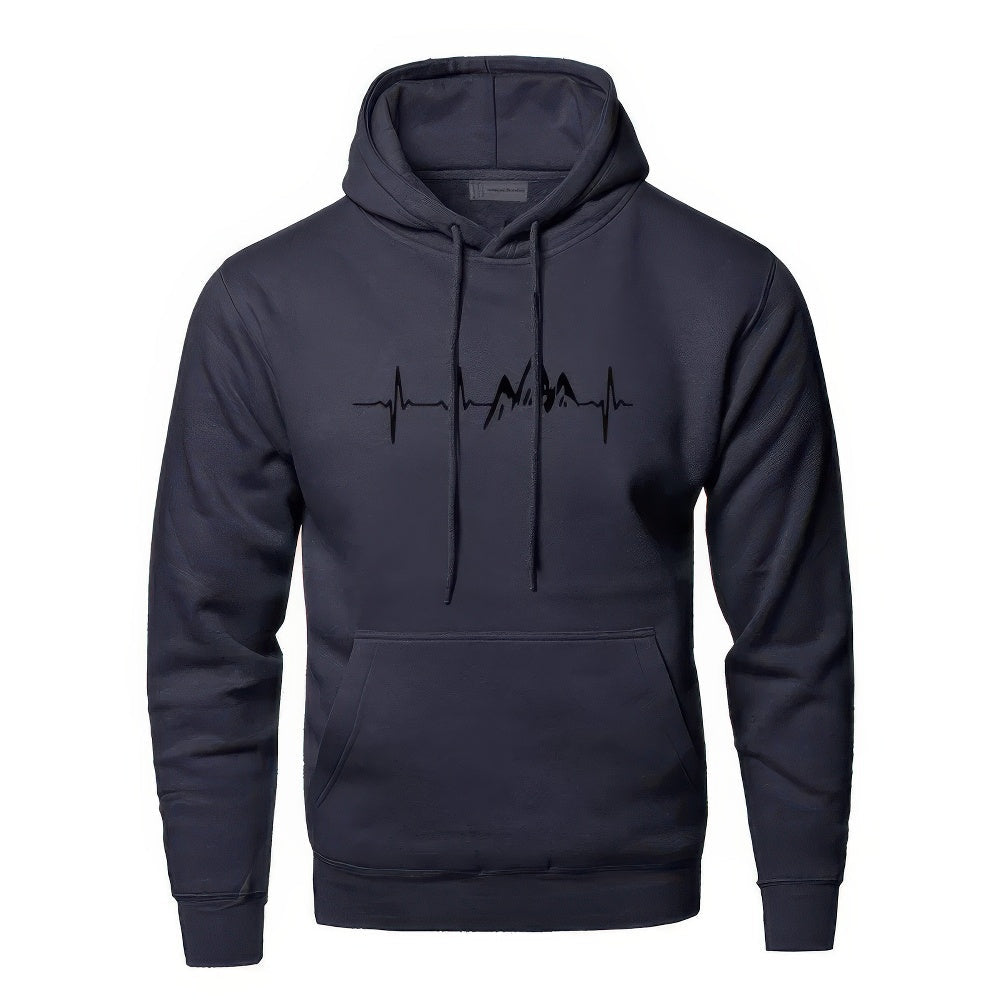 Stylischer Herren-Kapuzenpullover für Bergfreunde – komfortabel, warm und ideal für Herbst- und Winterabenteuer.