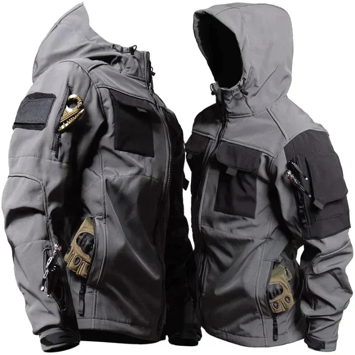 Taktische wasserdichte Jacke für Männer, ideal für Herbst- und Wintertage, schützt vor Regen und Wind.