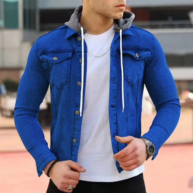 Trendige leichte Herrenjacke mit Kapuze in modernem Design