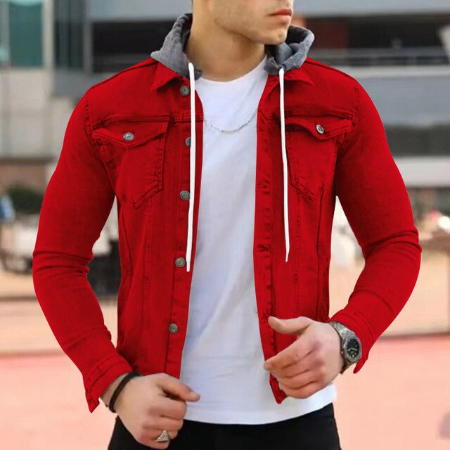 Trendige leichte Herrenjacke mit Kapuze in modernem Design