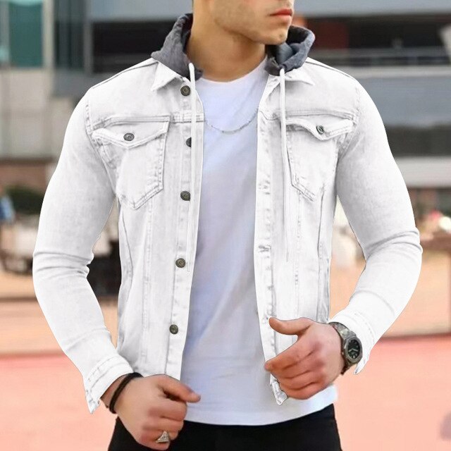 Trendige leichte Herrenjacke mit Kapuze in modernem Design