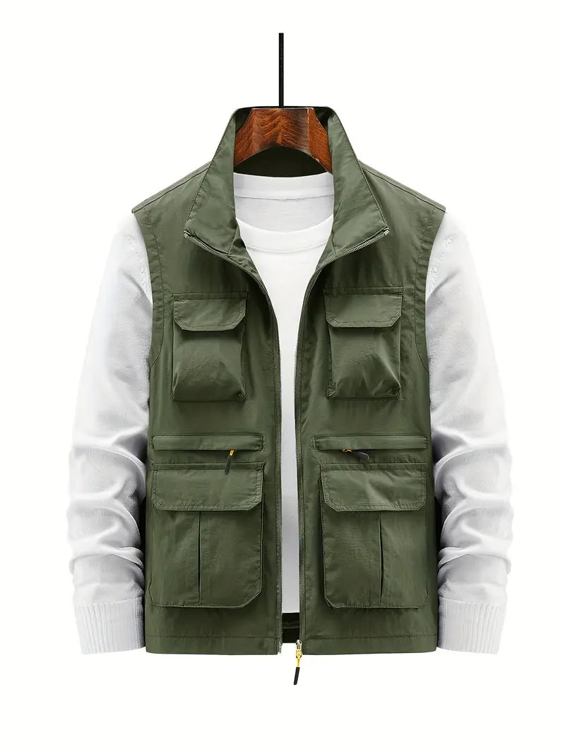 Trendige Multi-Pocket-Weste für Männer, funktional und stilvoll für Outdoor und Alltag