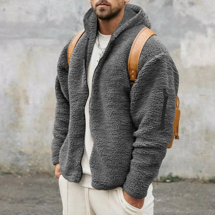 Kuschelige Fleecejacke für Herren, perfekt für kalte Wintertage