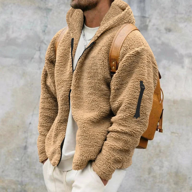 Kuschelige Fleecejacke für Herren, perfekt für kalte Wintertage