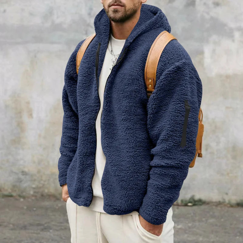 Kuschelige Fleecejacke für Herren, perfekt für kalte Wintertage