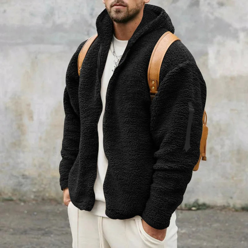 Kuschelige Fleecejacke für Herren, perfekt für kalte Wintertage