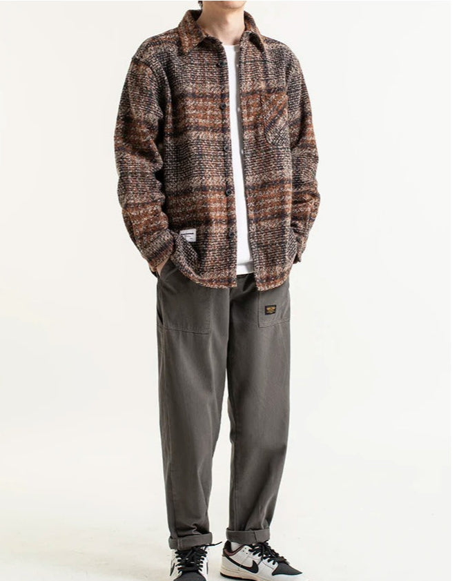 Warme Hemdjacke aus Wolle für Männer, vielseitig und stilvoll für kalte Tage.