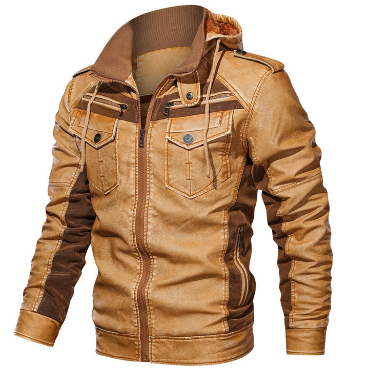 Warme Lederjacke für Männer, ideal für Herbst- und Wintertage