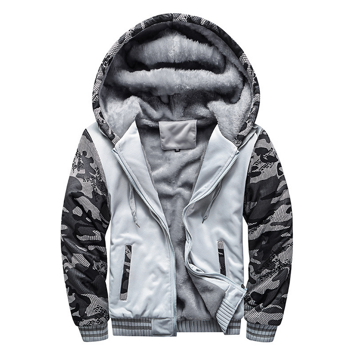 Warme und kuschelige Fleecejacke mit Kapuze für kalte Tage, perfekt für Komfort und Schutz.