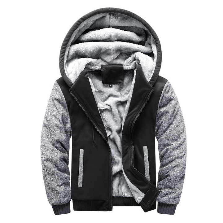 Warme und kuschelige Fleecejacke mit Kapuze für kalte Tage, perfekt für Komfort und Schutz.