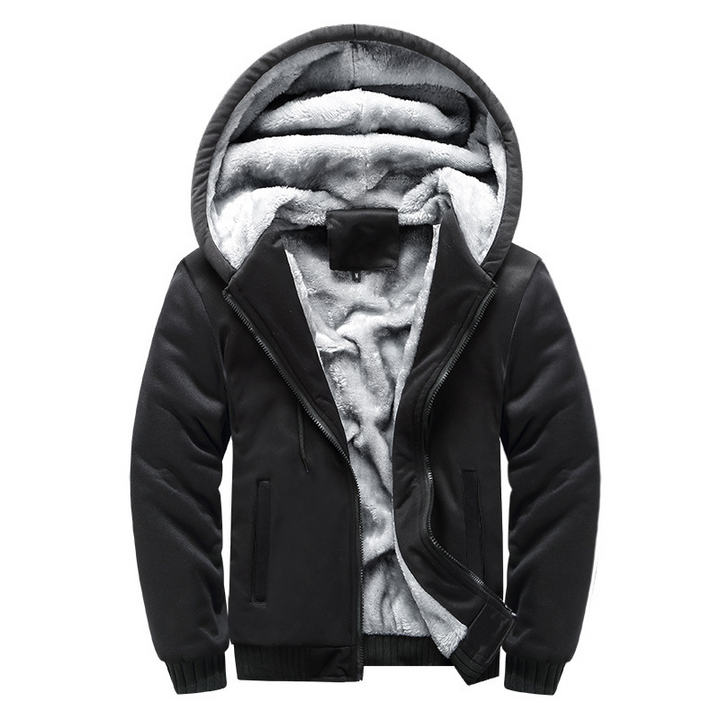 Warme und kuschelige Fleecejacke mit Kapuze für kalte Tage, perfekt für Komfort und Schutz.