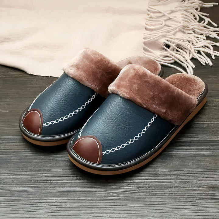 Stilvolle warme Herrensandalen aus hochwertigem Leder mit rutschfester Sohle