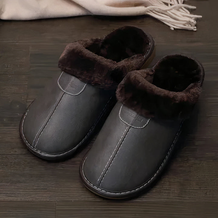 Stilvolle warme Herrensandalen aus hochwertigem Leder mit rutschfester Sohle