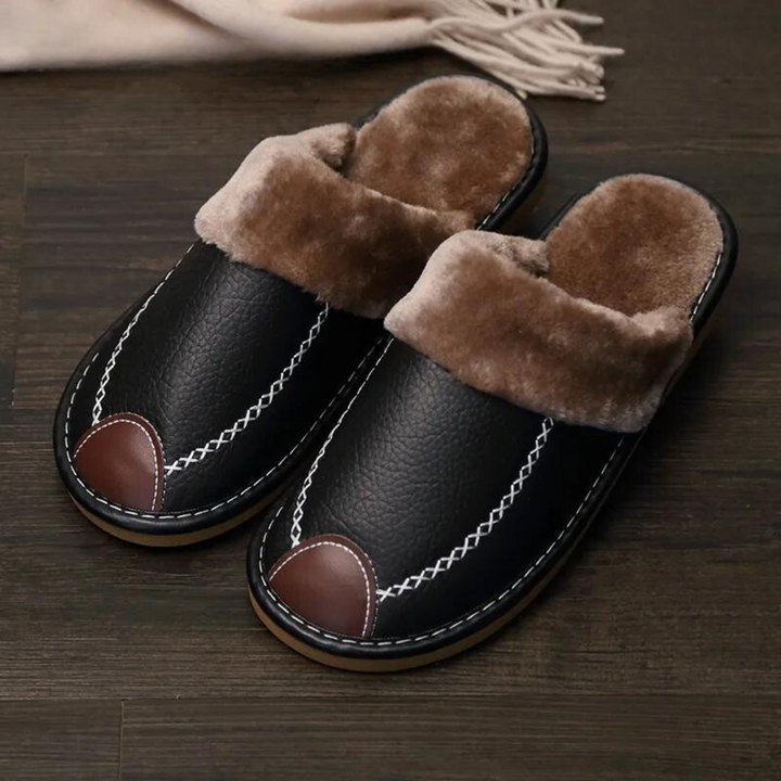 Stilvolle warme Herrensandalen aus hochwertigem Leder mit rutschfester Sohle