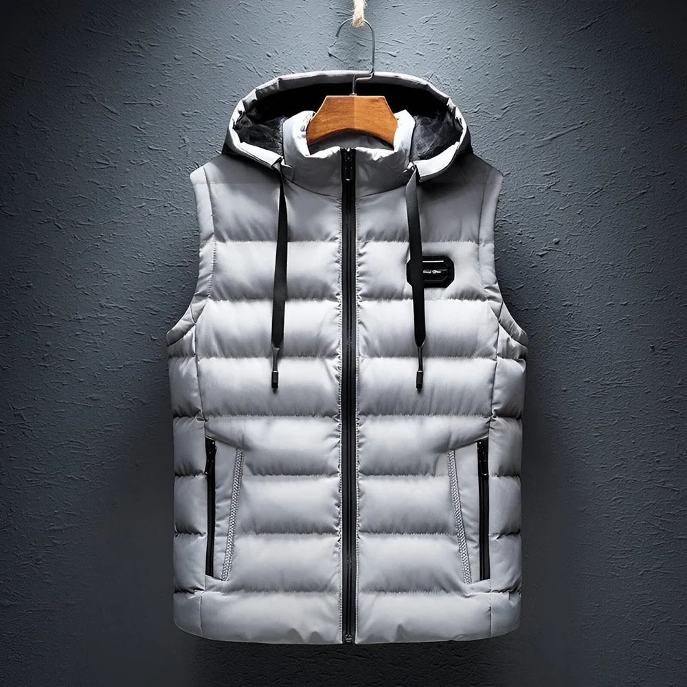 Warme Winterweste mit Kapuze für Männer – ideal für kalte Herbst- und Wintertage.