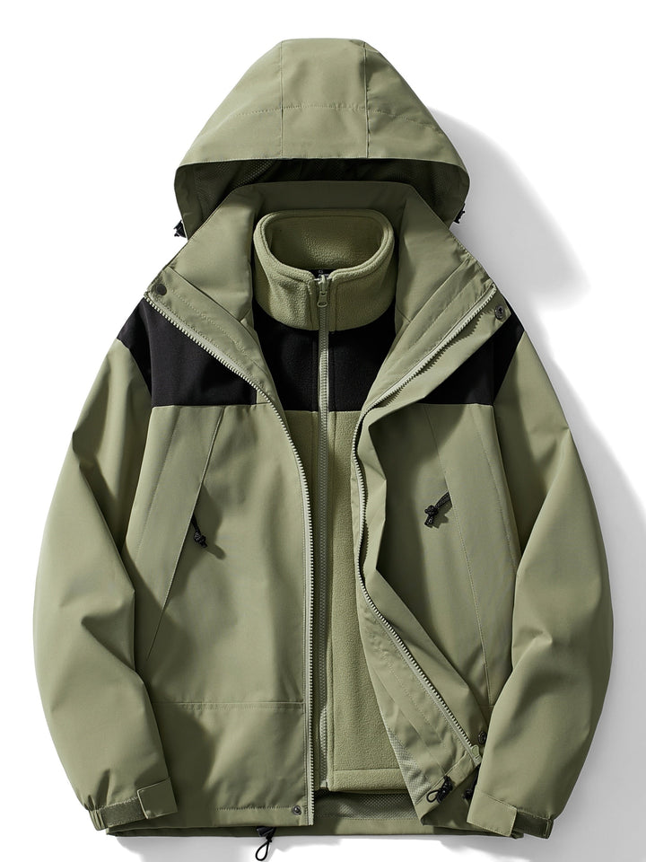 Wasserdichte warme 3-Lagen-Winterjacke, schützt vor Kälte und Nässe bei extremem Wetter.