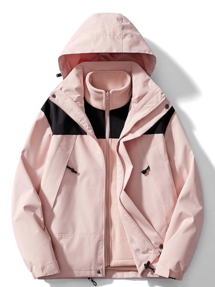 Wasserdichte warme 3-Lagen-Winterjacke, schützt vor Kälte und Nässe bei extremem Wetter.