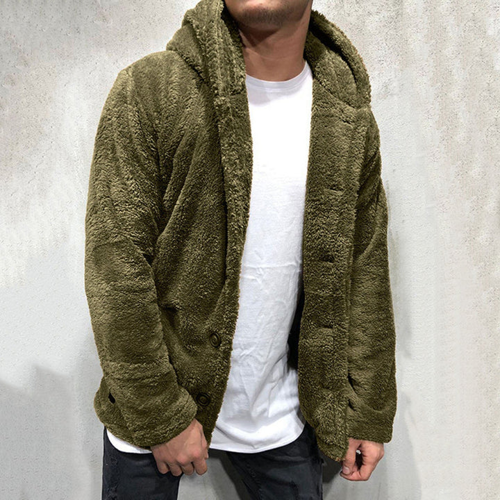 Kuscheliger Plüsch-Kapuzenpullover für Männer mit weichem Material für maximalen Komfort und Wärme.