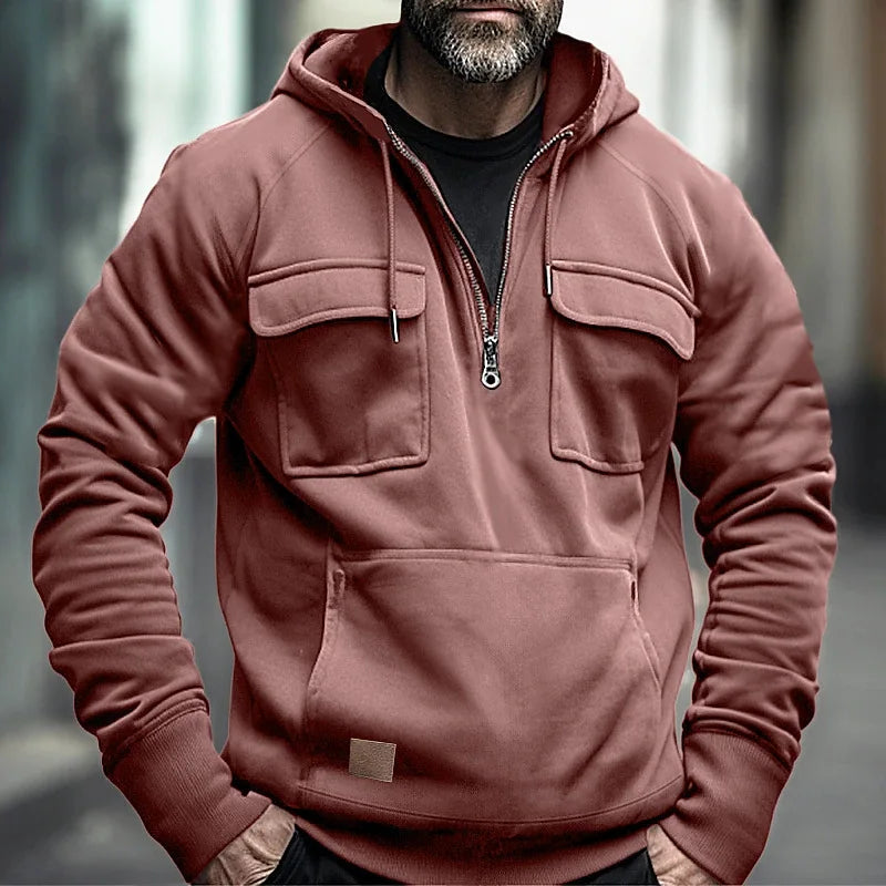 Herren-Winterkapuzenpullover aus weichem, warmem Material mit Kängurutasche und Kapuze.