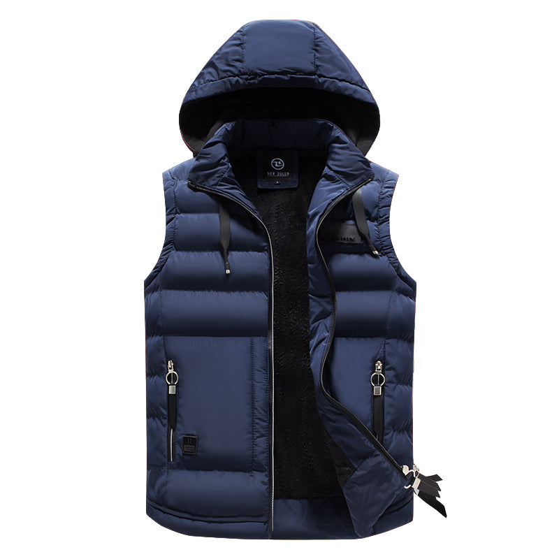  Winterweste mit Steppung und Kapuze für Männer, warm und praktisch für die kalte Jahreszeit.