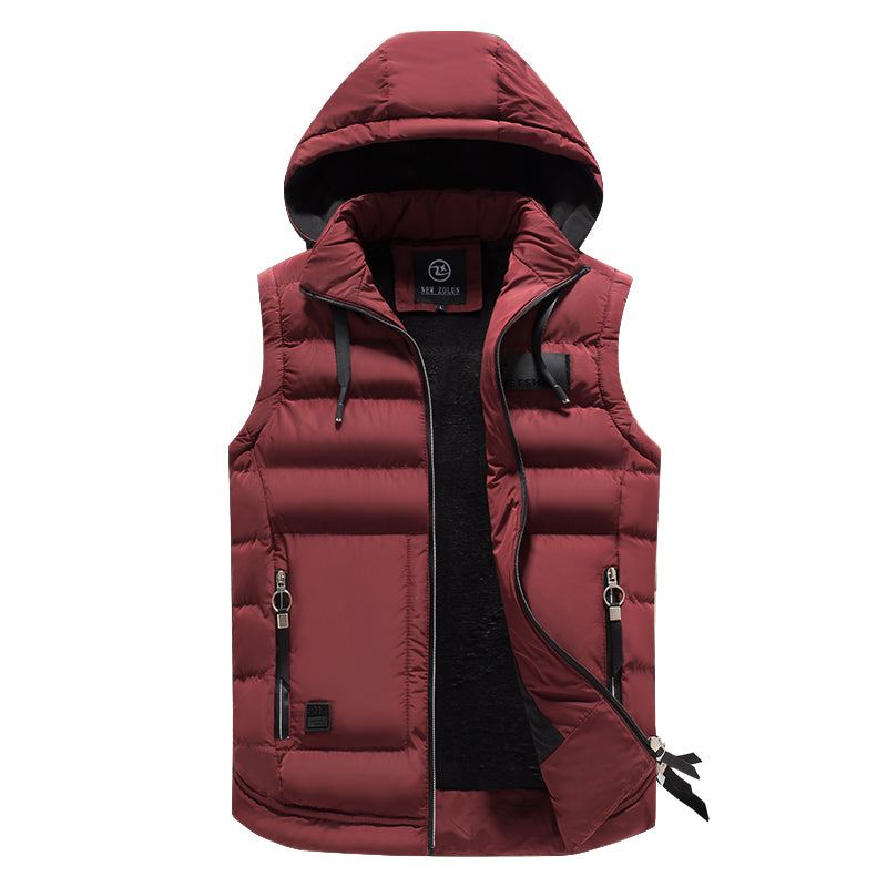  Winterweste mit Steppung und Kapuze für Männer, warm und praktisch für die kalte Jahreszeit.