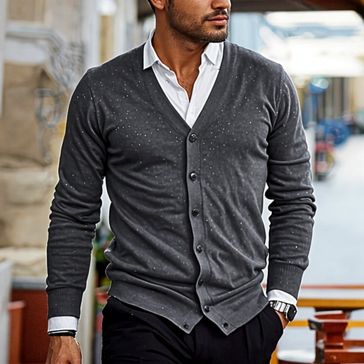 Elegante Herren-Strickjacke, perfekt für formelle und lässige Outfits, weich und komfortabel.