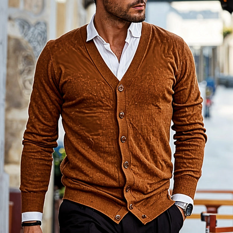Elegante Herren-Strickjacke, perfekt für formelle und lässige Outfits, weich und komfortabel.
