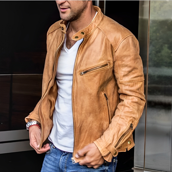 Klassische Lederjacke für Männer, ideal für Herbst und Winter, stilvoll und strapazierfähig