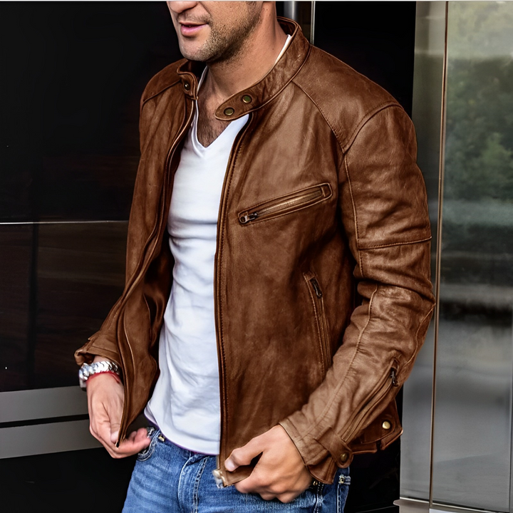 Klassische Lederjacke für Männer, ideal für Herbst und Winter, stilvoll und strapazierfähig