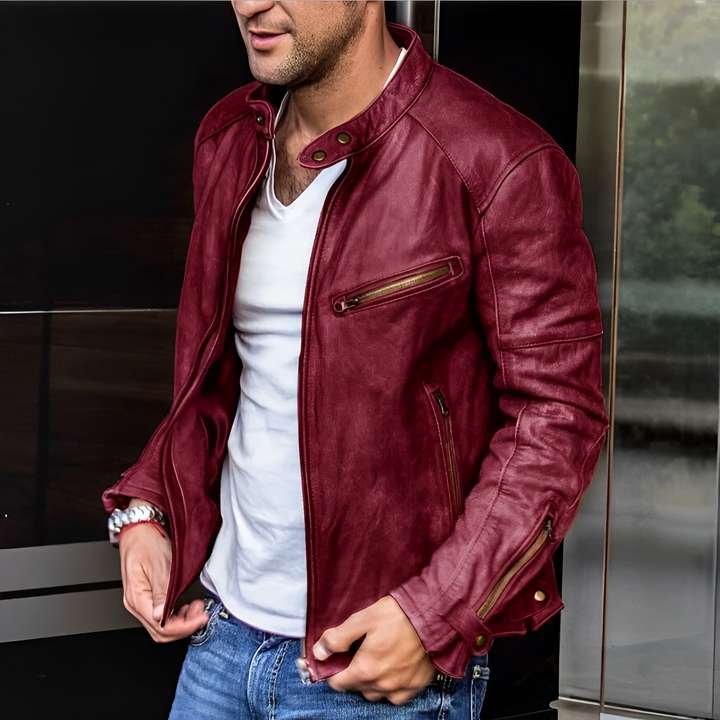 Klassische Lederjacke für Männer, ideal für Herbst und Winter, stilvoll und strapazierfähig