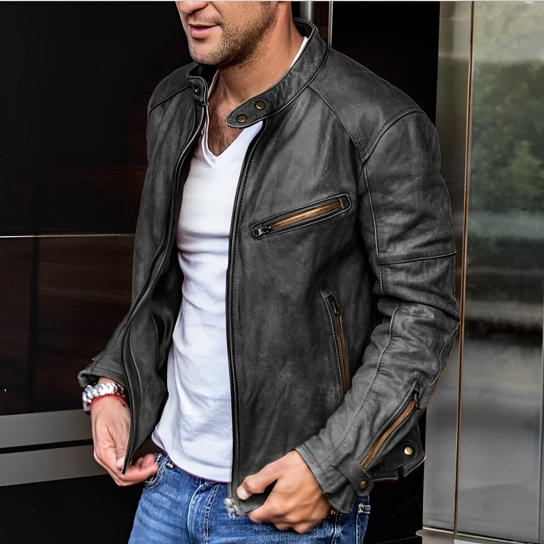 Klassische Lederjacke für Männer, ideal für Herbst und Winter, stilvoll und strapazierfähig