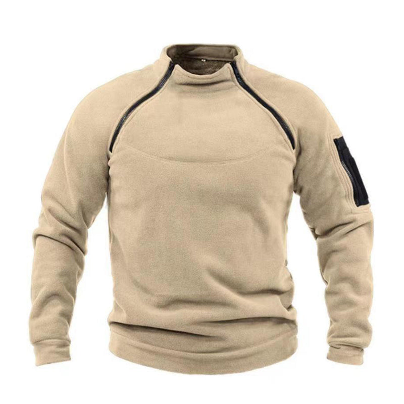 Zeitloser Military-Fleece-Pullover für Männer, wärmespendend und strapazierfähig für Herbst und Winter.