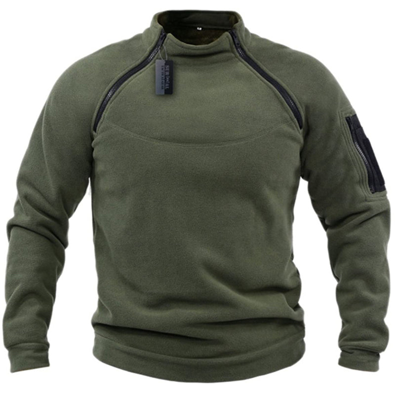 Zeitloser Military-Fleece-Pullover für Männer, wärmespendend und strapazierfähig für Herbst und Winter.